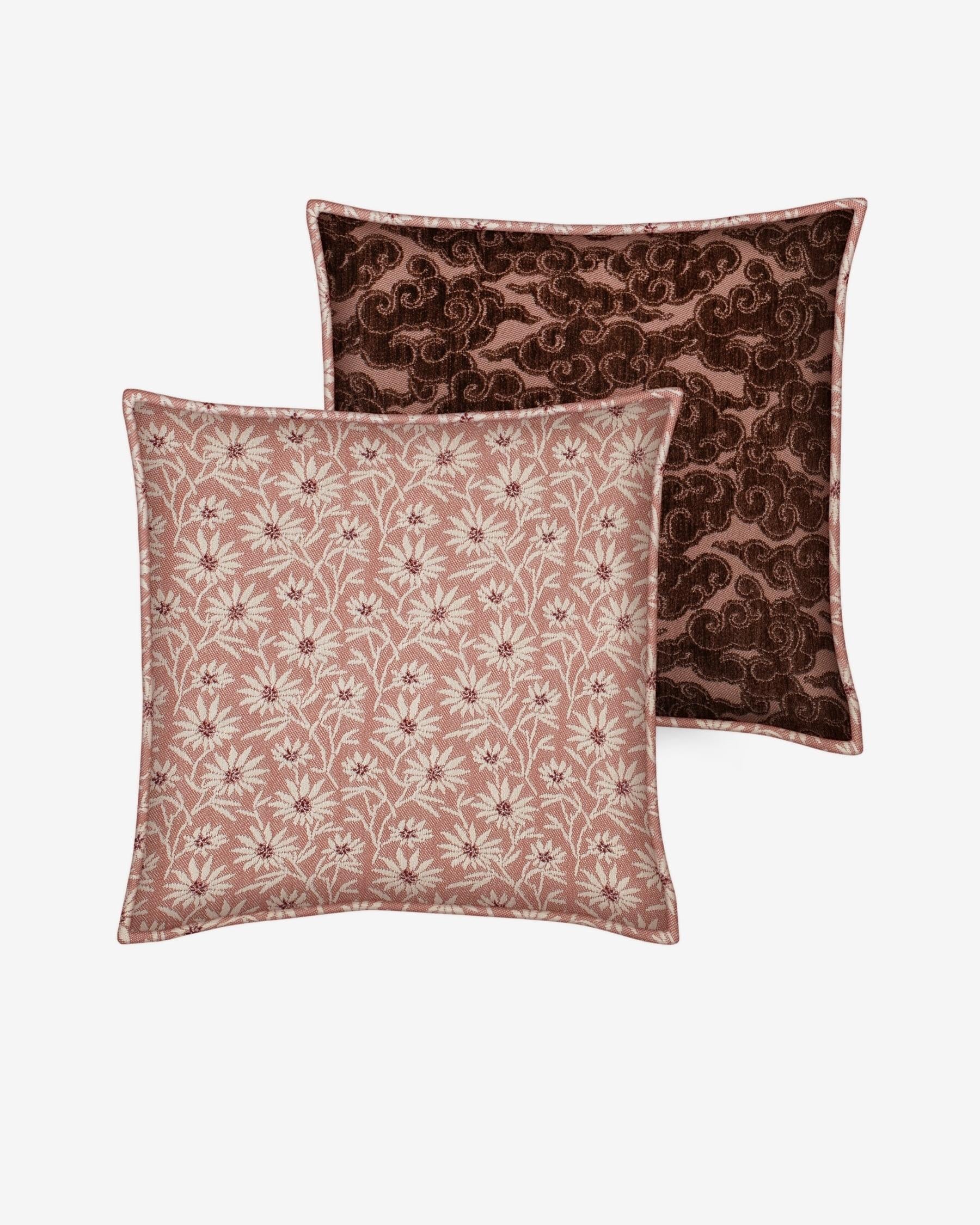 Double sided cushion Mako Rose & Ecru x Yin Chocolate & Rose