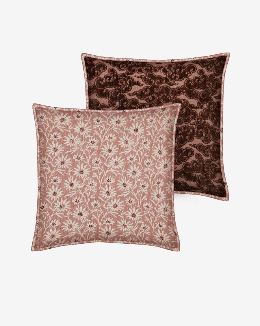 Double sided cushion Mako Rose & Ecru x Yin Chocolate & Rose