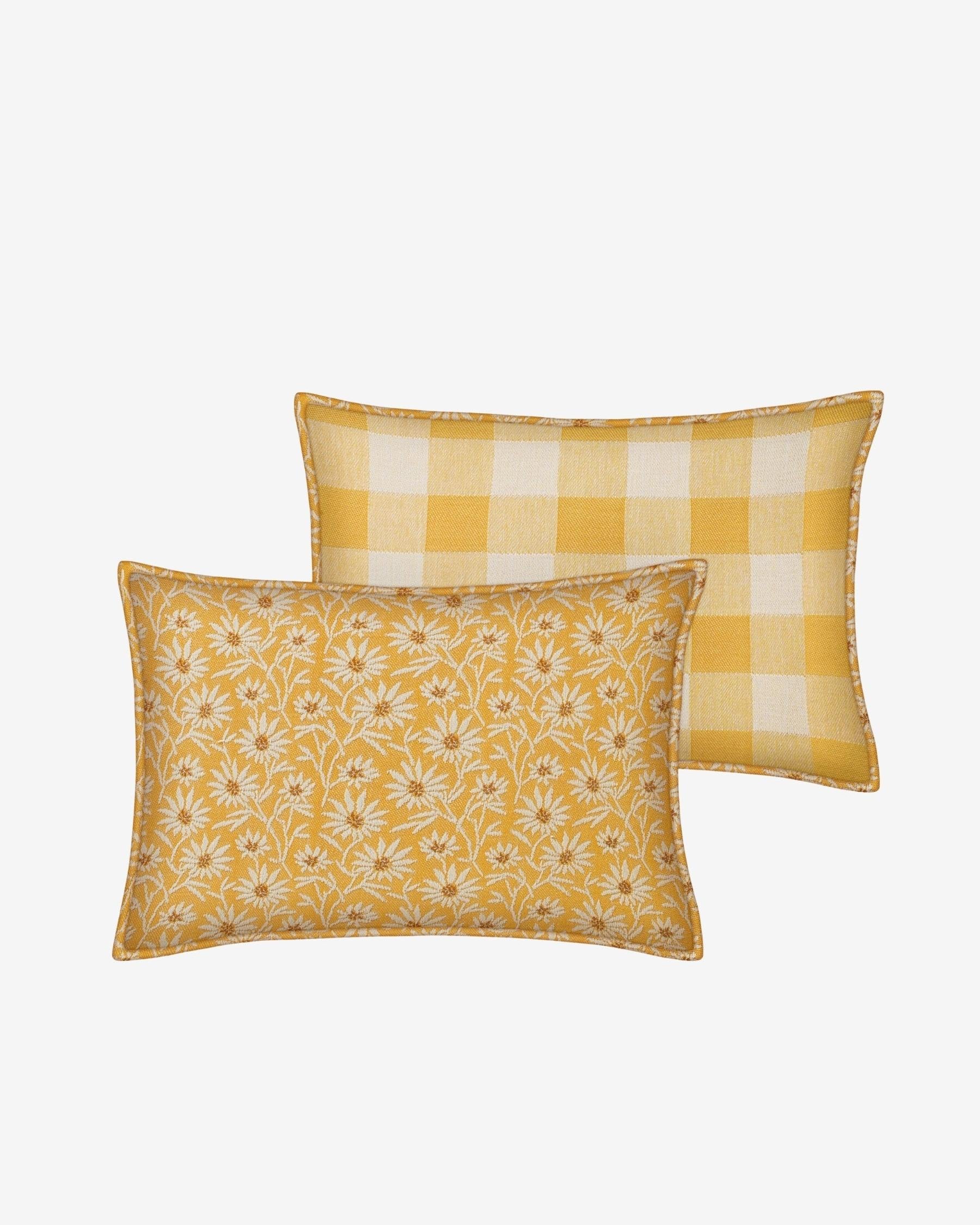 Double sided cushion Mako Sunflower & Ecru x Brigitte Sunflower & Ecru
