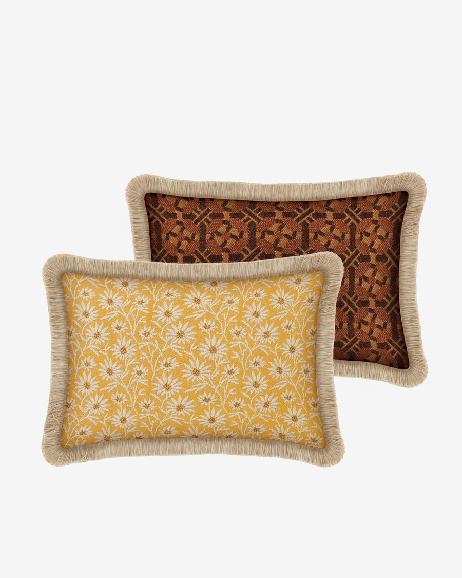Double sided cushion Mako Sunflower & Ecru x Coco Chocolate & Caramel