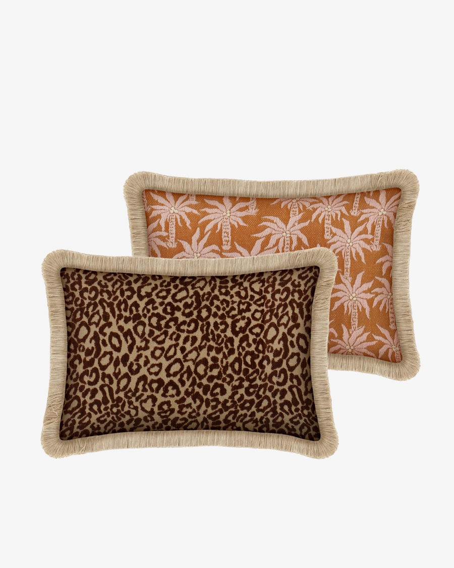 Double sided cushion Maya Chocolate & Raffia x Laura Rose & Caramel