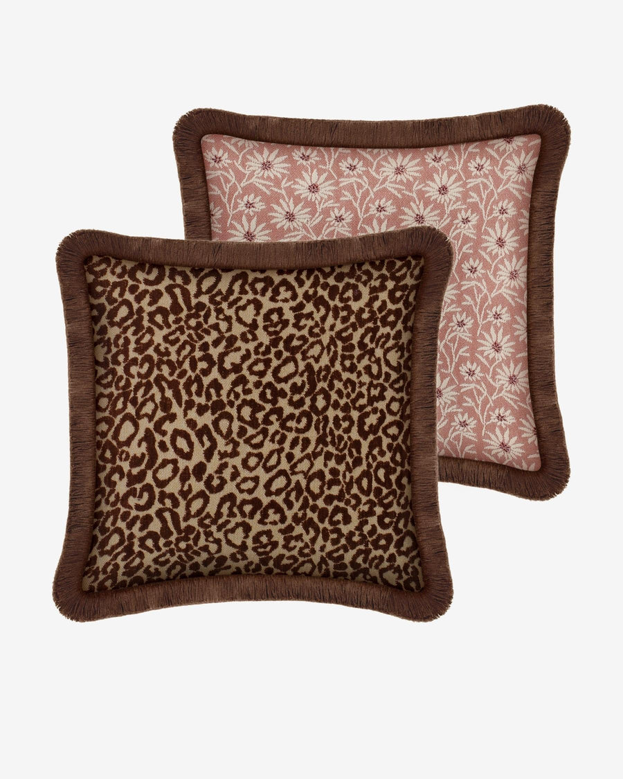 Double sided cushion Maya Chocolate & Raffia x Mako Rose & Ecru