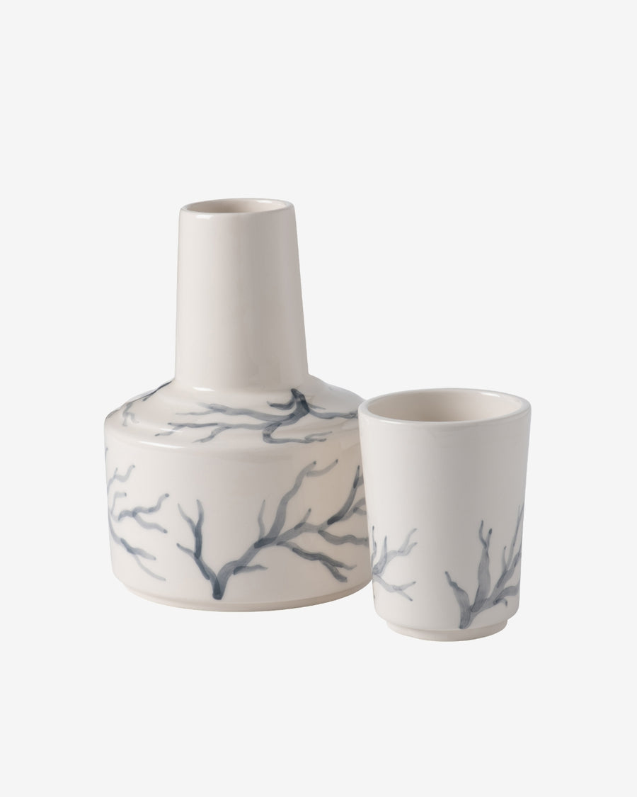 Handpainted Carafe + Cup Atlantic Soft Blue