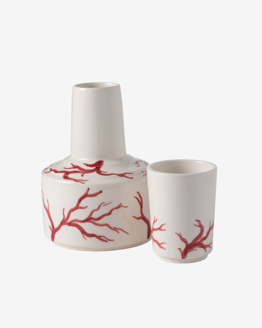 Handpainted Carafe + Cup Atlantic Red