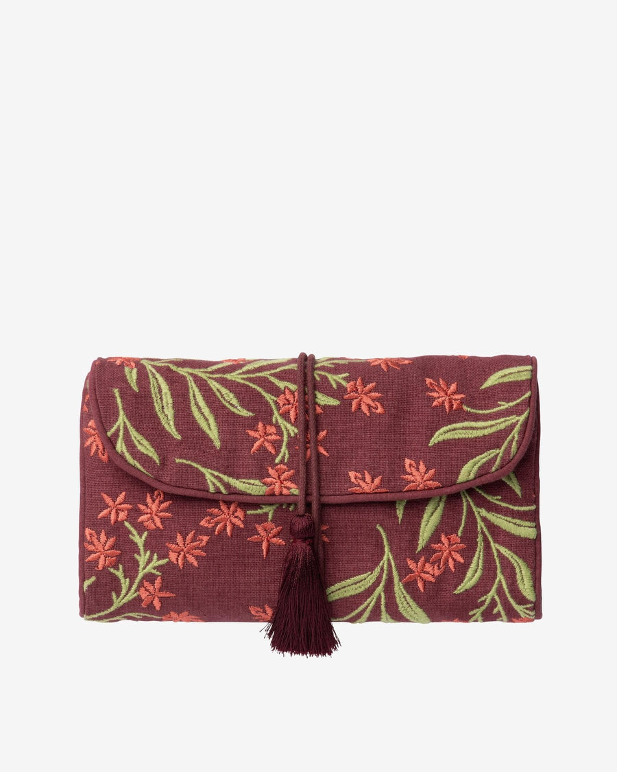 Jewelry Pouch Audrey Burgundy & Fern