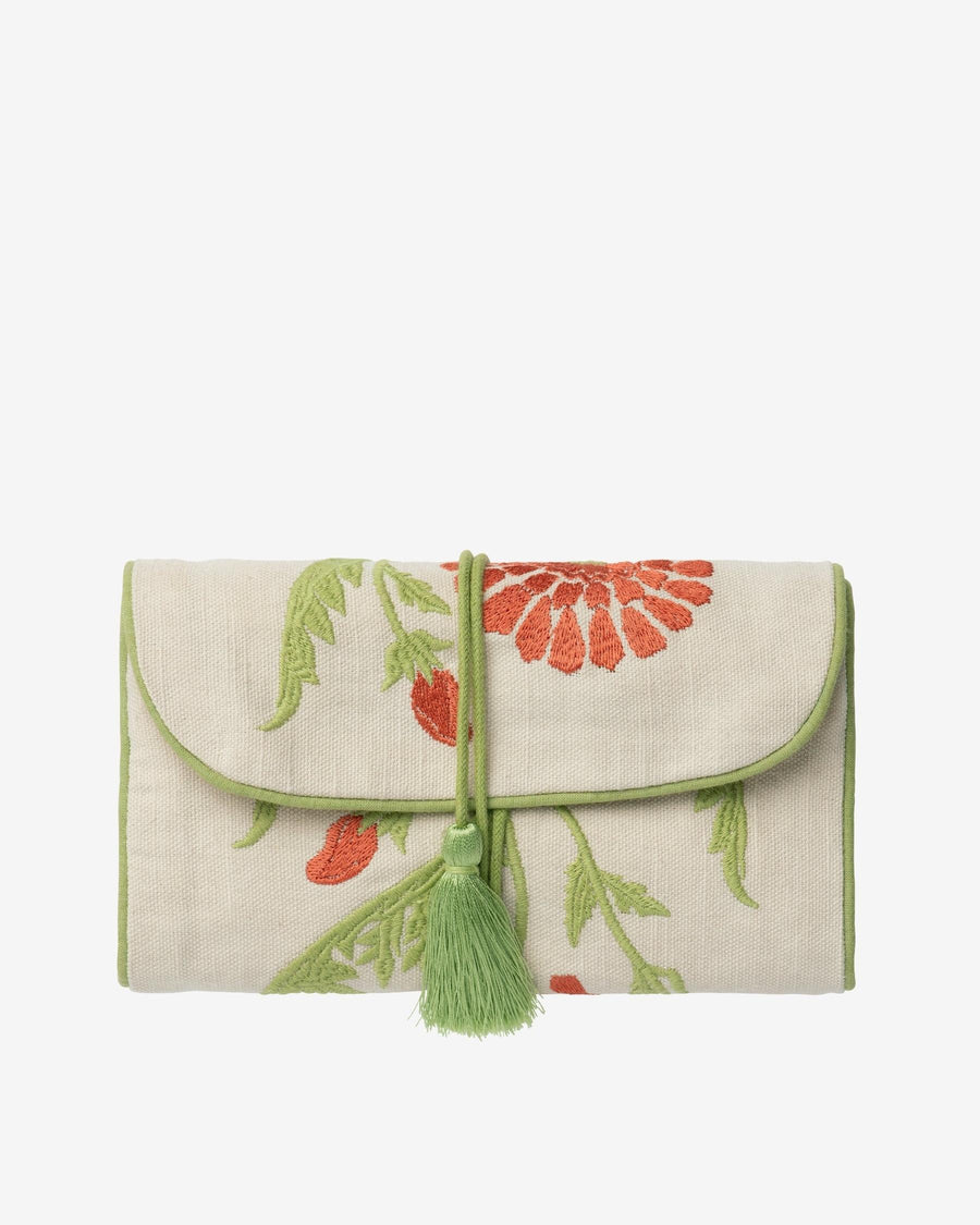 Jewelry Pouch Carry Coral & Sage