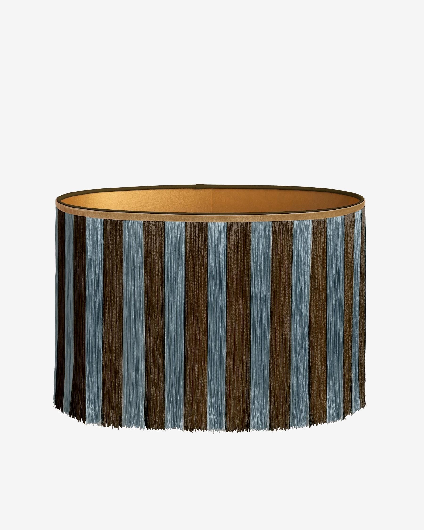 Lampshade Jackie Fringe Chocolate & Smokey Blue