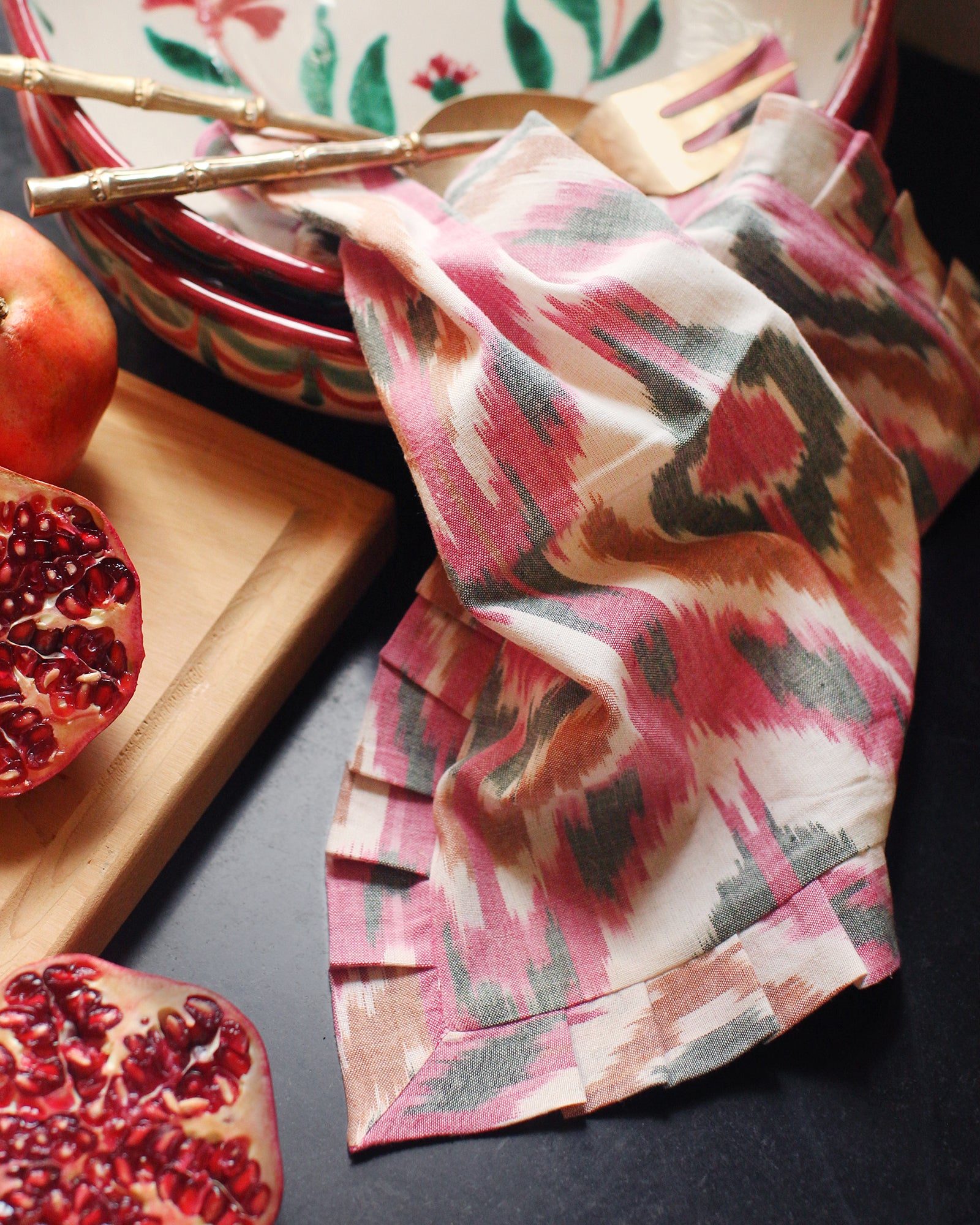 Handwoven dinner napkin Ikat Pink (set of 2)