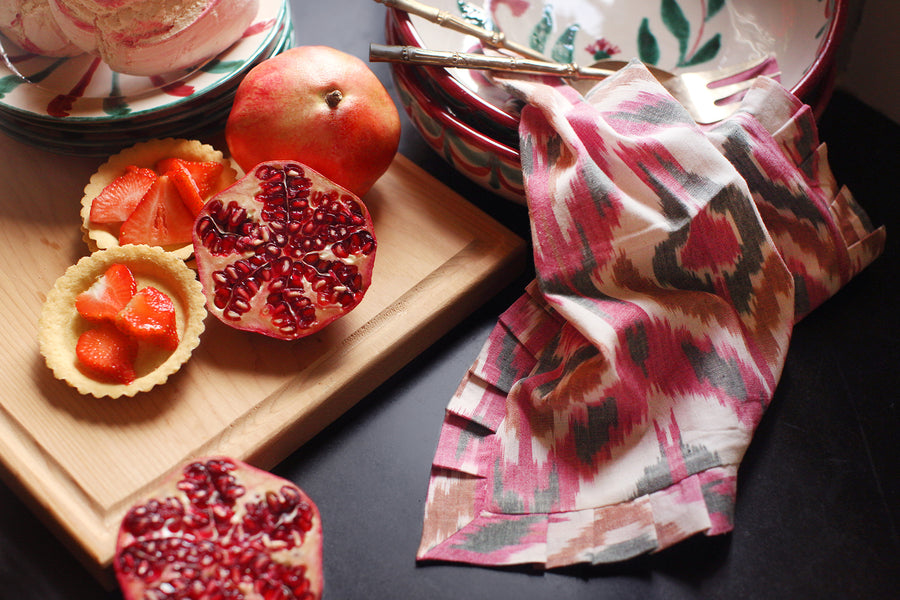 Handwoven dinner napkin Ikat Pink (set of 2)