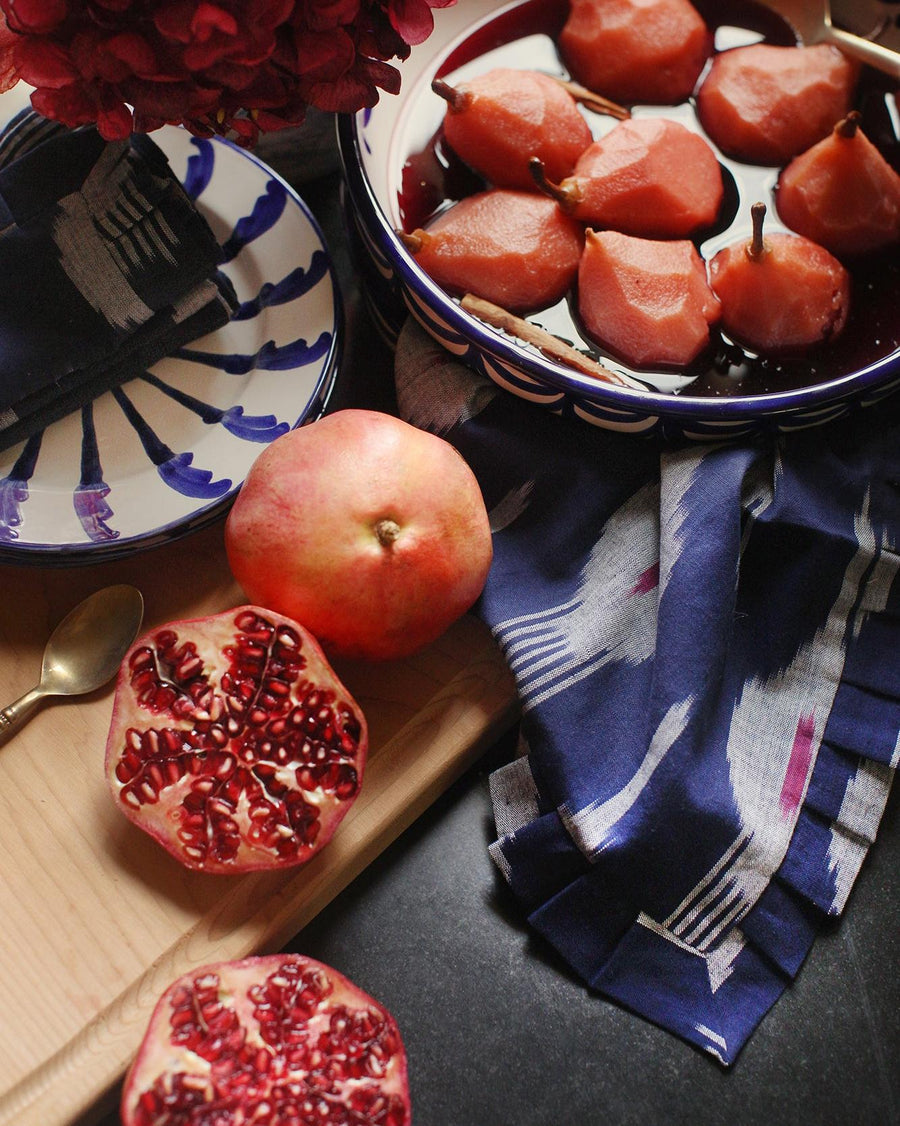 Handwoven dinner napkin Ikat Indigo (set of 2)