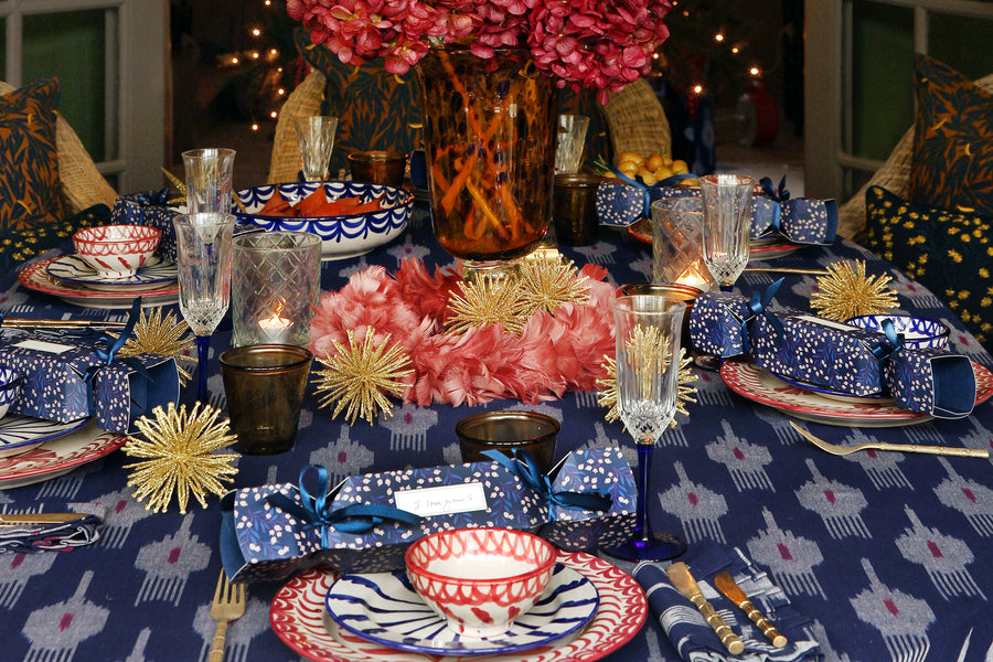 Handwoven dinner napkin Ikat Indigo (set of 2)