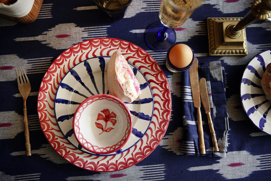 Handwoven dinner napkin Ikat Indigo (set of 2)